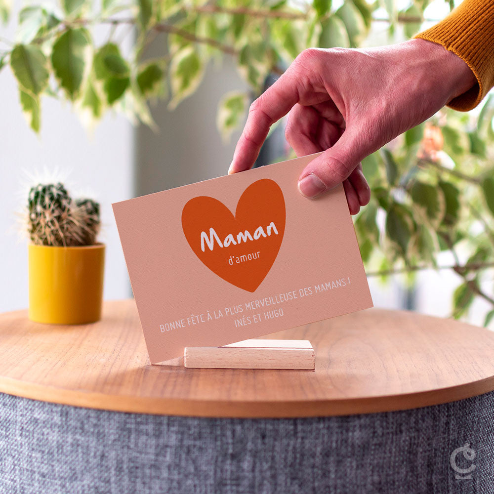 Carte en Bois Maman à Personnaliser - Carte en Bois Personnalisable