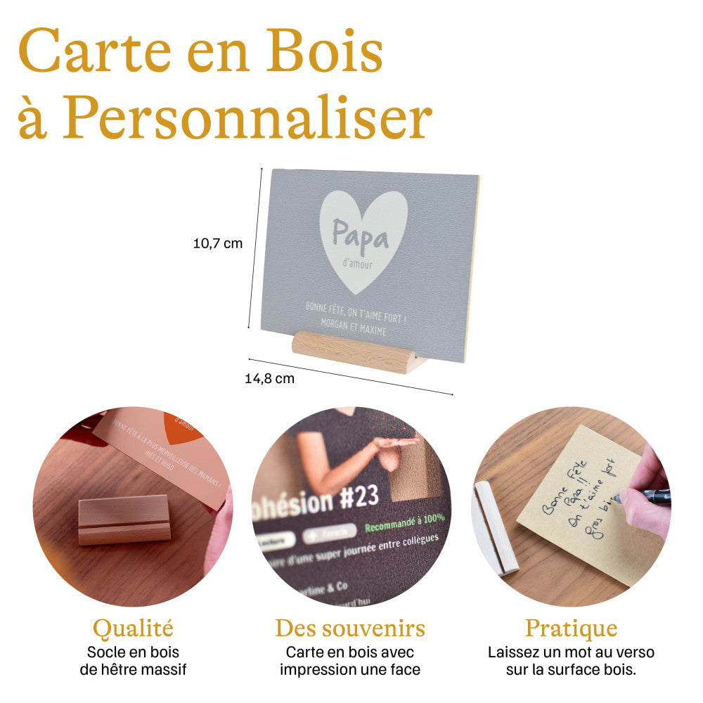 Carte en Bois Naissance à Personnaliser - Carte en Bois Personnalisable