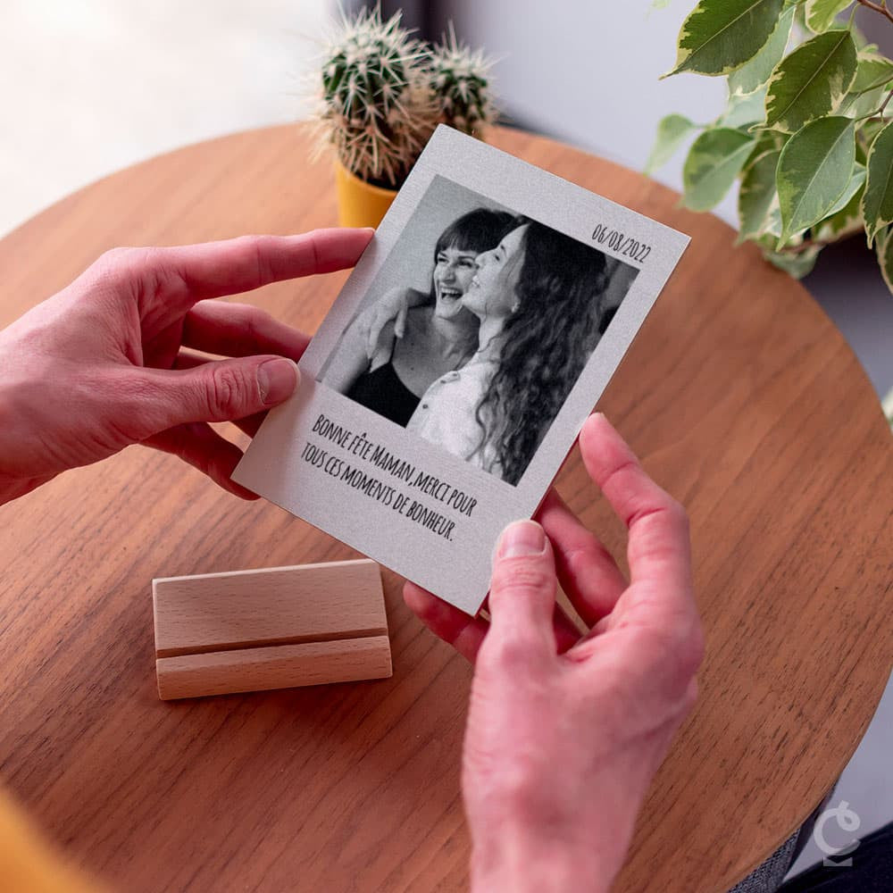 Carte en Bois Photo Pola à Personnaliser - Carte en Bois Personnalisable