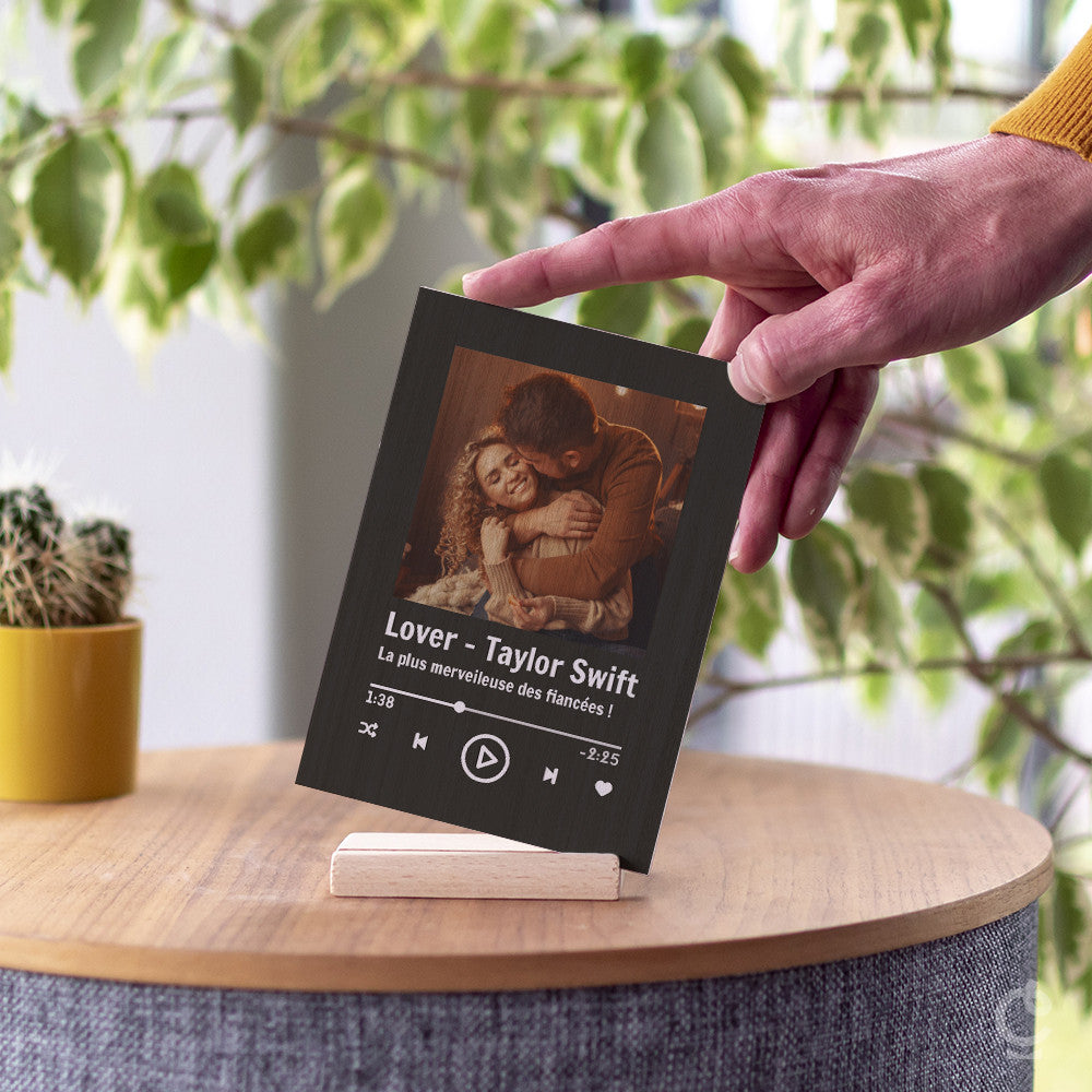 Carte en Bois Playlist à Personnaliser - Carte en Bois Personnalisable