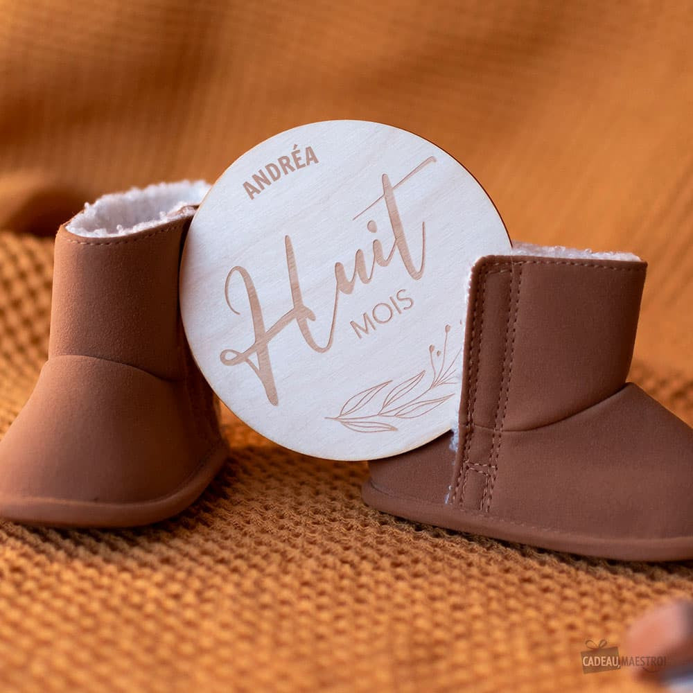 Cartes 12 Mois Bébé en Bois à Personnaliser - Accessoires Bébé Personnalisés