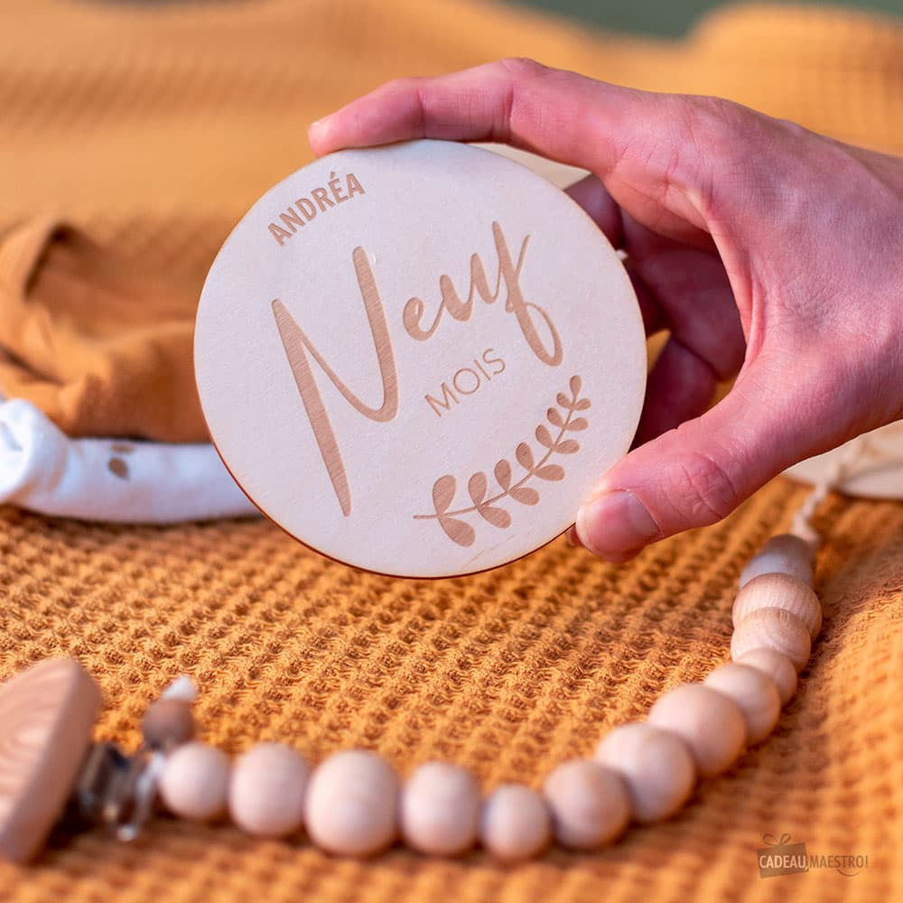 Cartes 12 Mois Bébé en Bois à Personnaliser - Accessoires Bébé Personnalisés