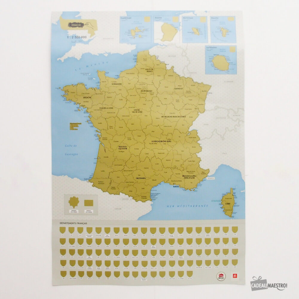 Carte de France à Gratter - Carte du Monde CadoMaestro