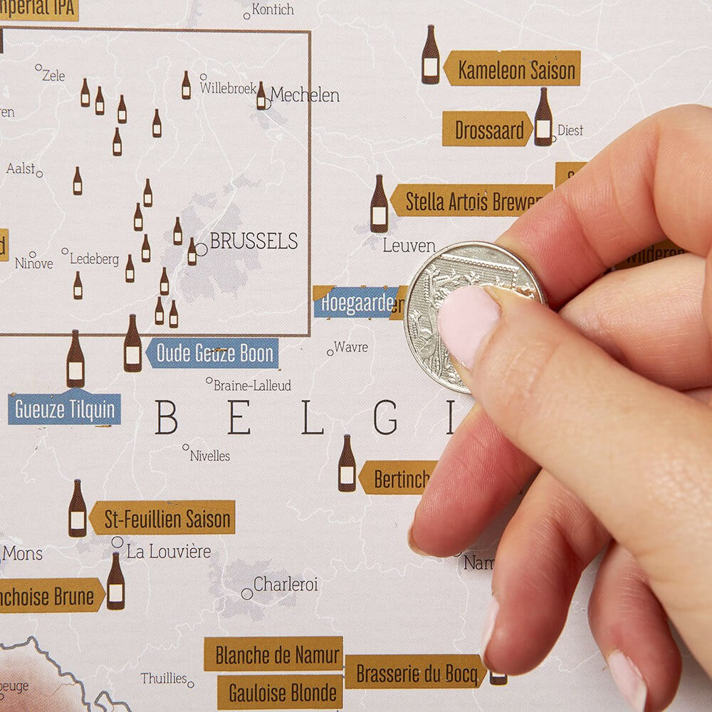 Carte à Gratter des Bières Belges - Poster à Gratter CadoMaestro