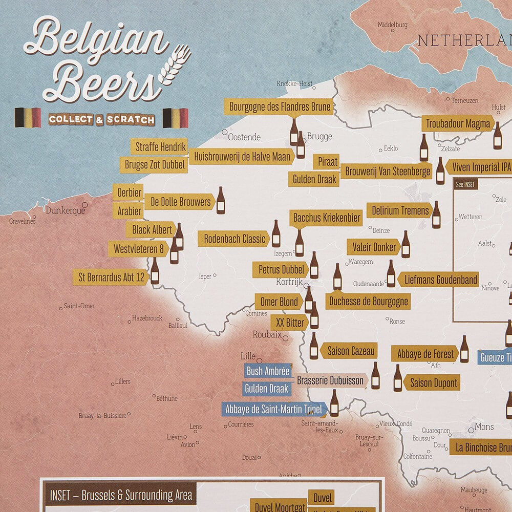 Carte à Gratter des Bières Belges - Poster à Gratter CadoMaestro