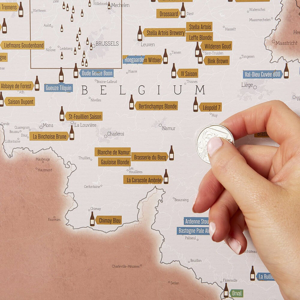 Carte à Gratter des Bières Belges - Poster à Gratter CadoMaestro