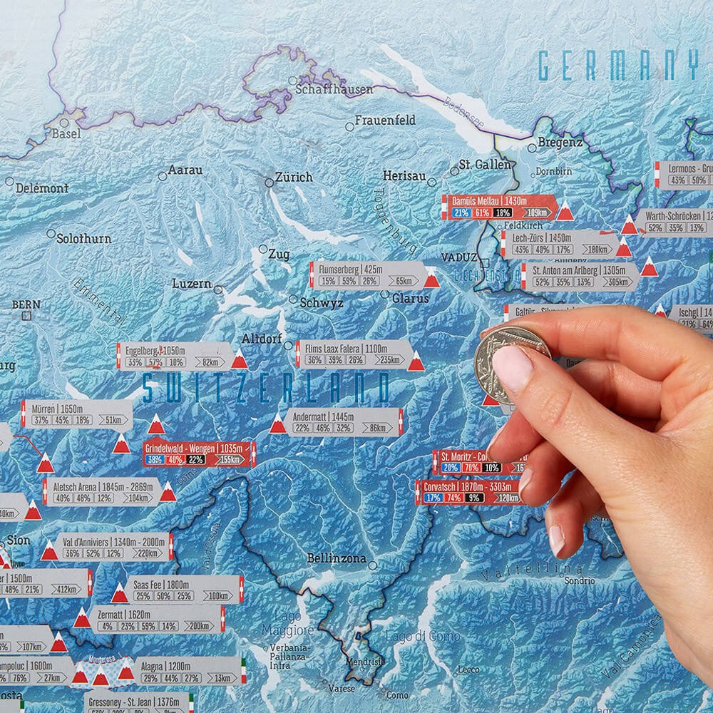 Carte à Gratter des Stations de Ski - Poster à Gratter CadoMaestro