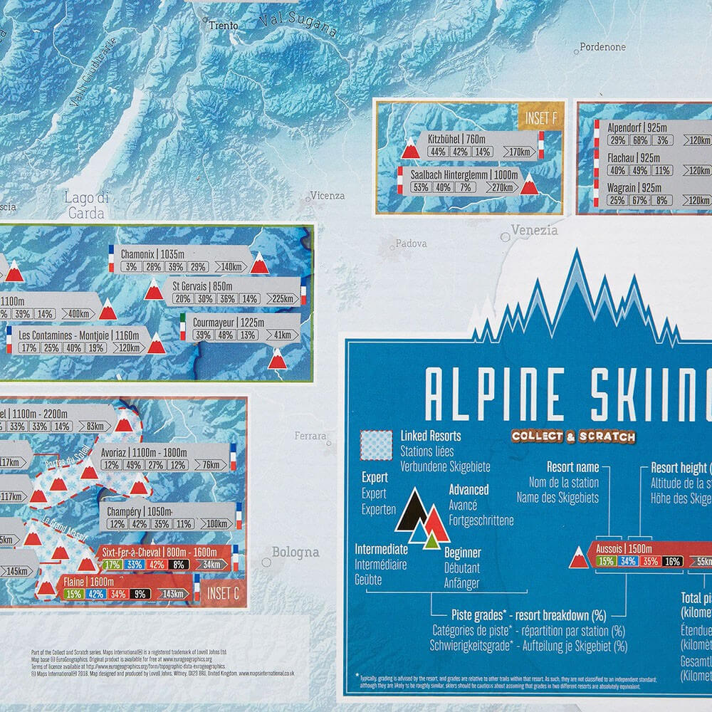 Carte à Gratter des Stations de Ski - Poster à Gratter CadoMaestro