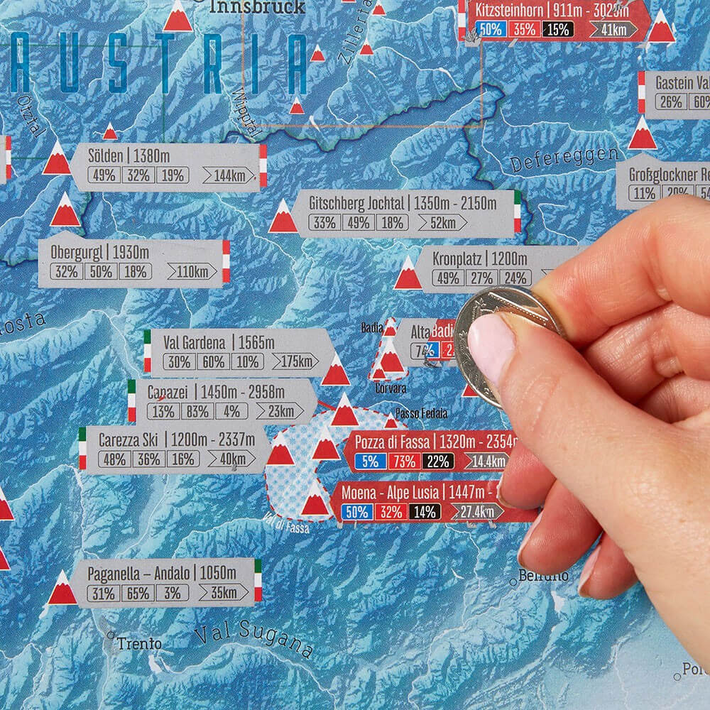 Carte à Gratter des Stations de Ski - Poster à Gratter CadoMaestro