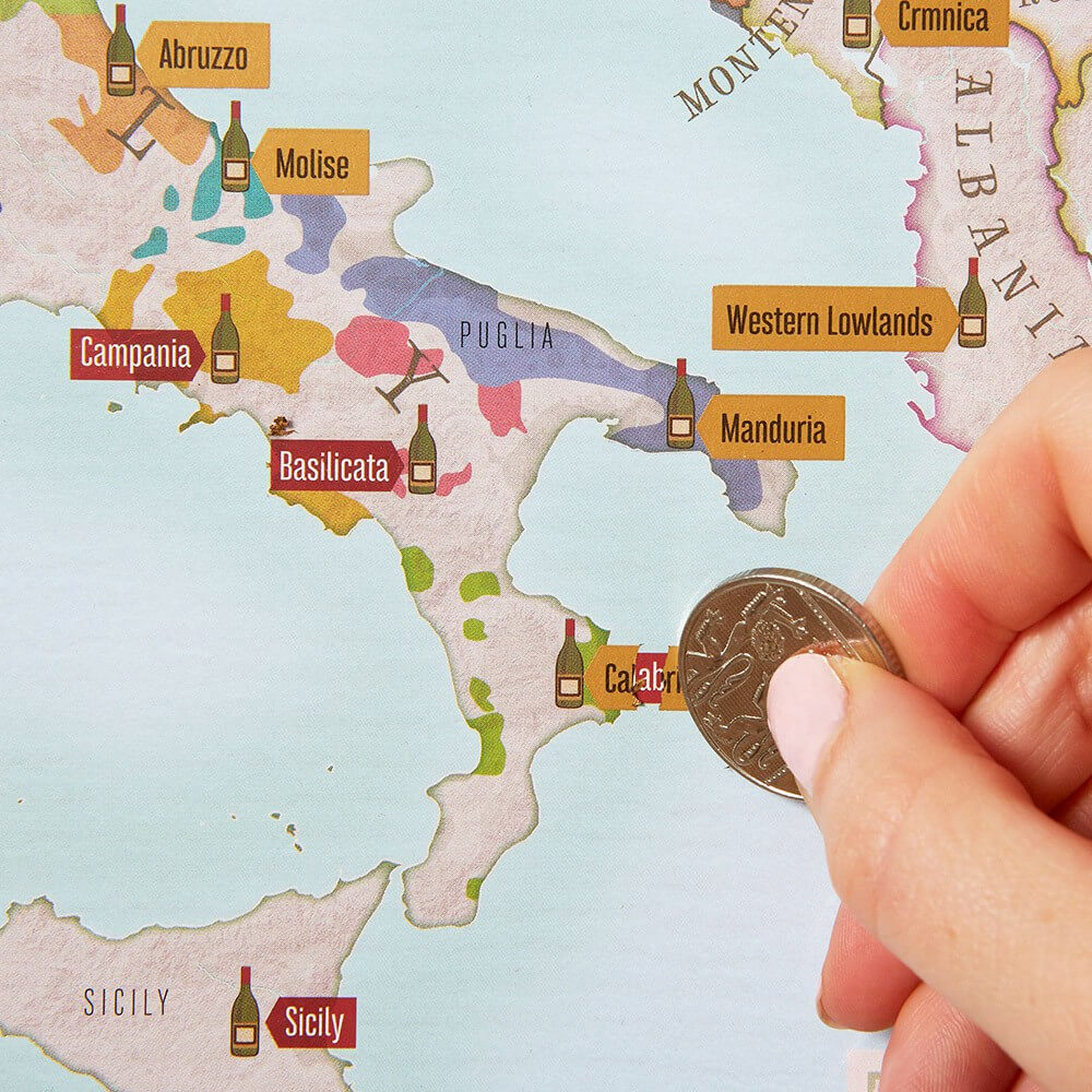 Carte à Gratter des Vins Européens - Poster à Gratter CadoMaestro