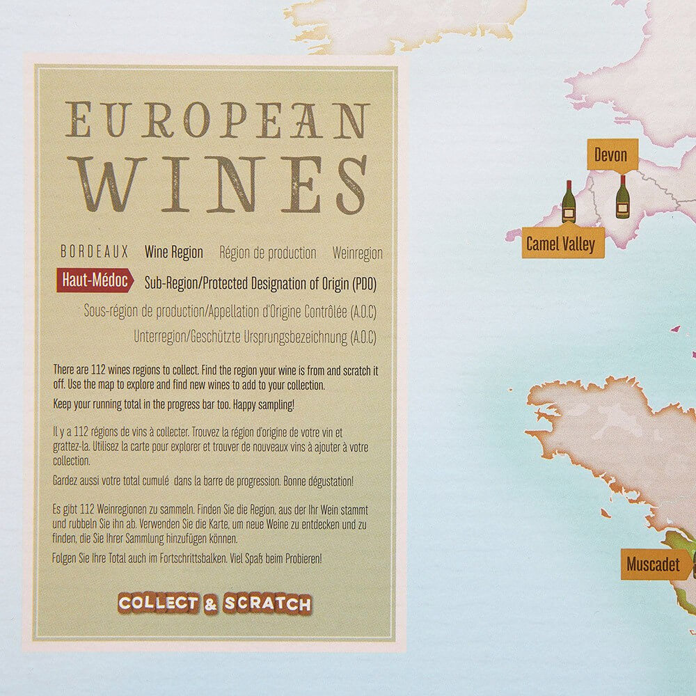 Carte à Gratter des Vins Européens - Poster à Gratter CadoMaestro