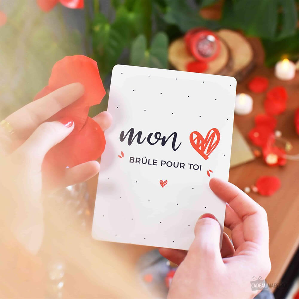 Carte Mon Coeur Brûle Pour Toi - Carte Anniversaire