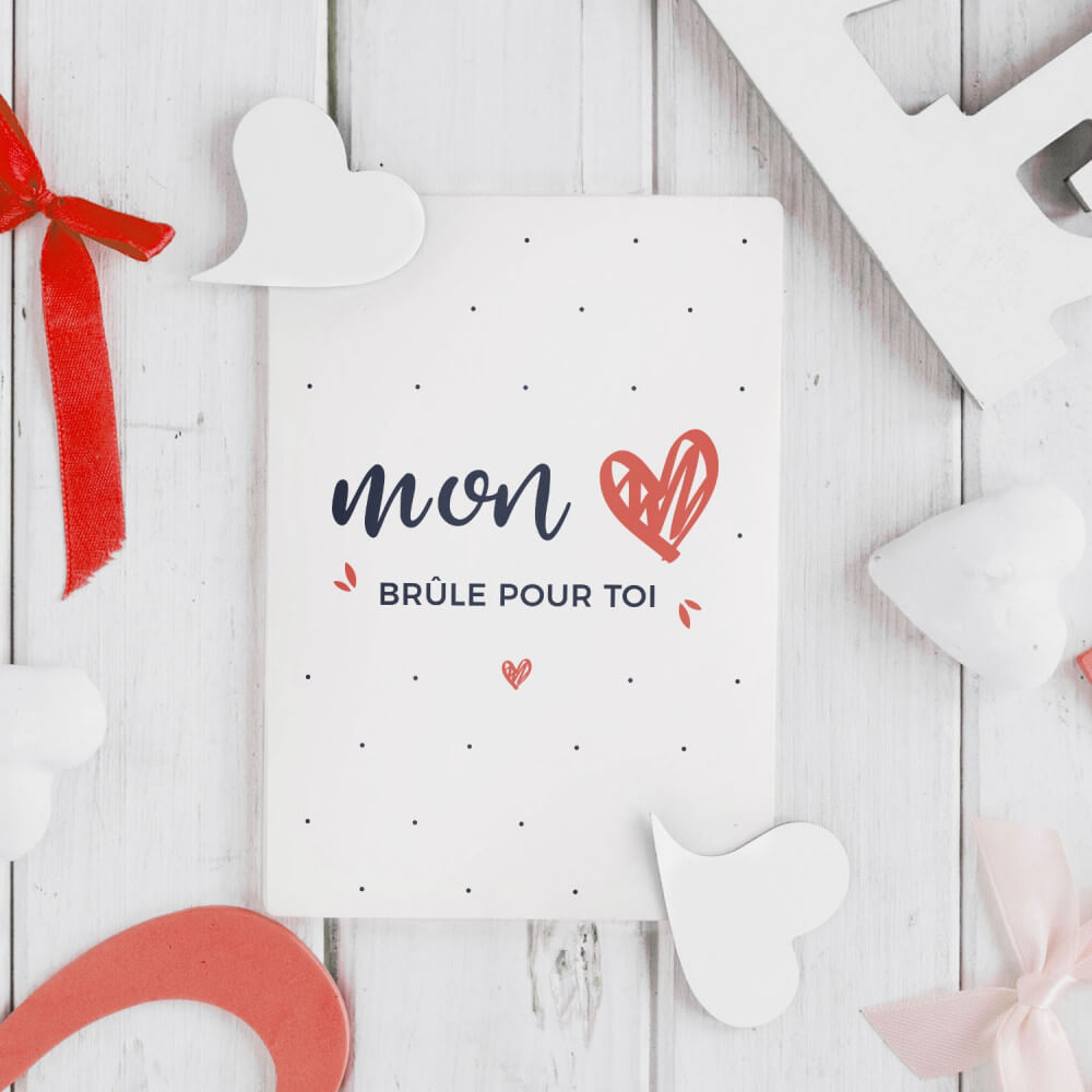Carte Mon Coeur Brûle Pour Toi - Carte Anniversaire CadoMaestro