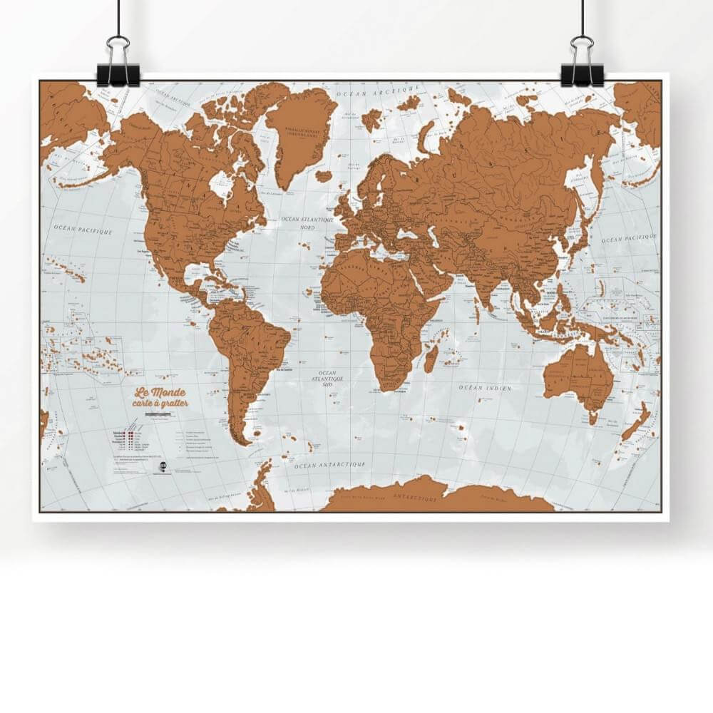 Carte du Monde à Gratter en Français - Carte du Monde CadoMaestro