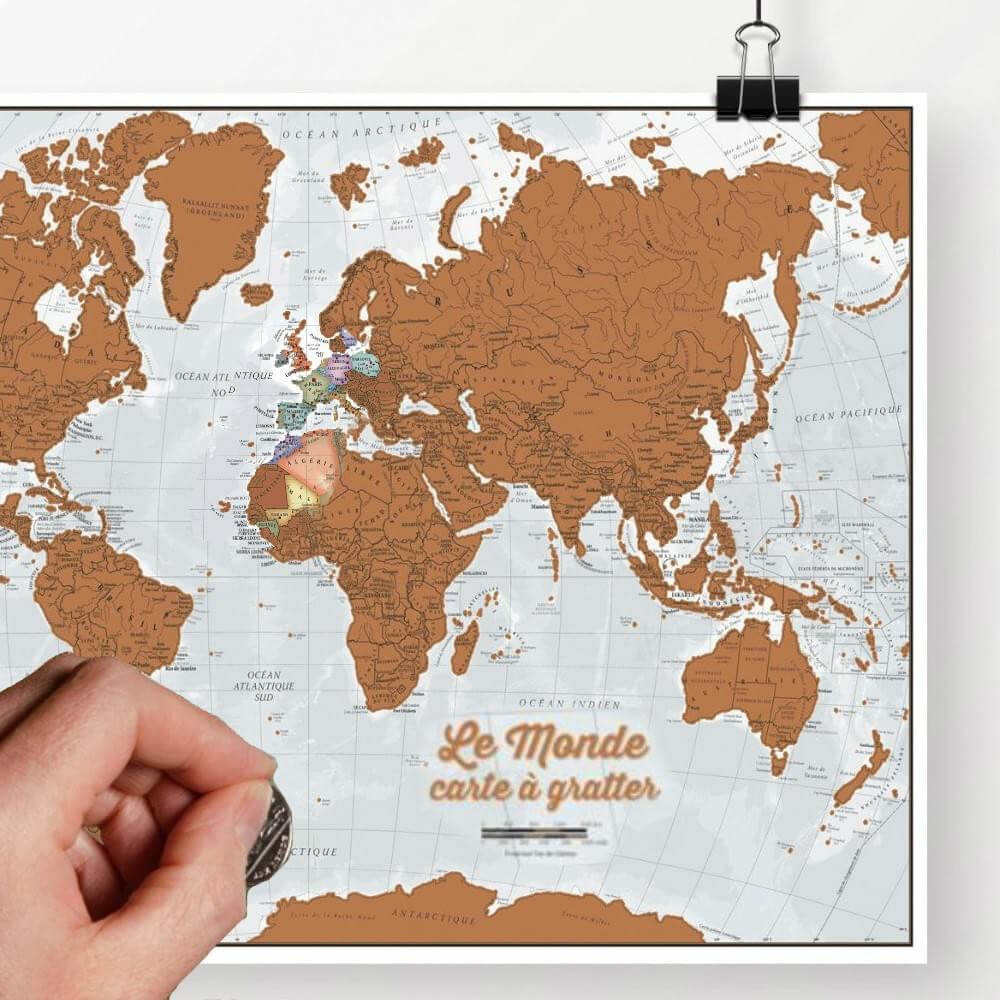 Carte du Monde à Gratter en Français - Carte du Monde