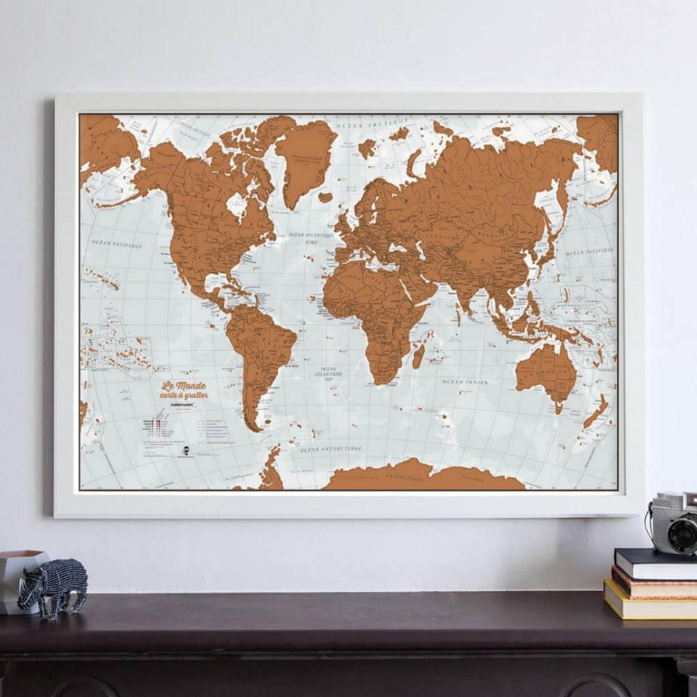 Carte du Monde à Gratter en Français - Carte du Monde CadoMaestro