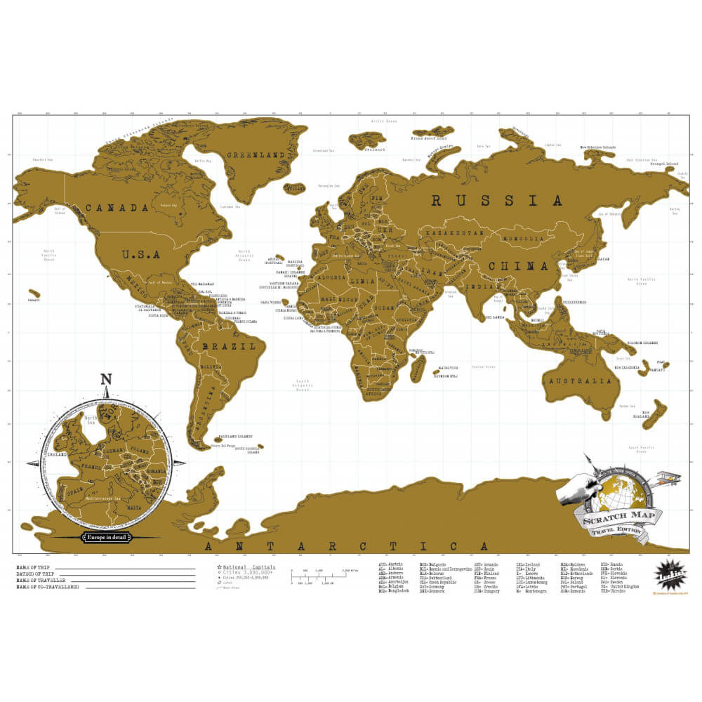 Carte du Monde à Gratter Originale Edition Voyage - Carte du Monde Scratch Map By Luckies