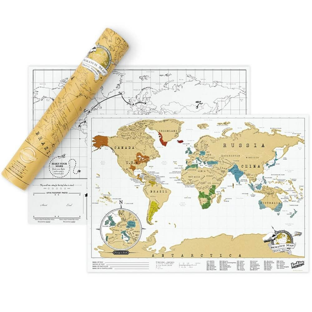 Carte du Monde à Gratter Originale Edition Voyage - Carte du Monde Scratch Map By Luckies
