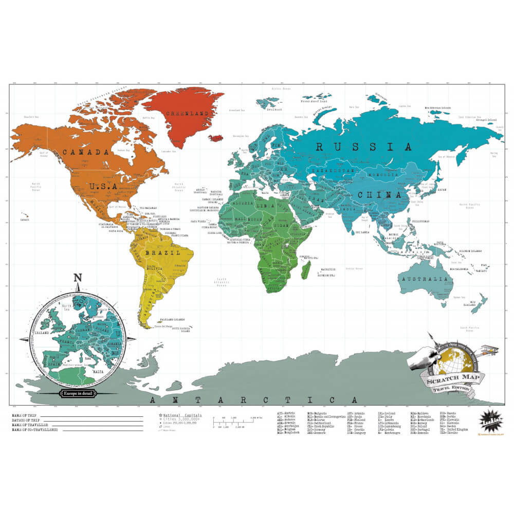 Carte du Monde à Gratter Originale Edition Voyage - Carte du Monde Scratch Map By Luckies