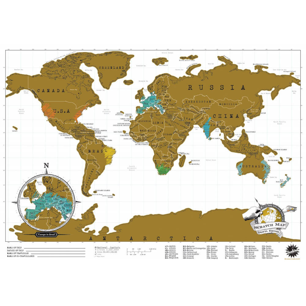 Carte du Monde à Gratter Originale Edition Voyage - Carte du Monde Scratch Map By Luckies