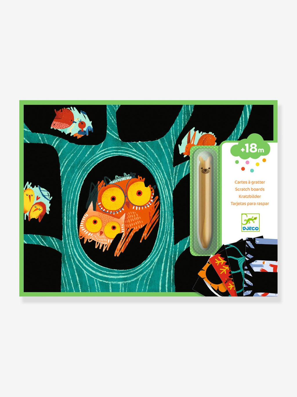 Cartes à gratter animaux à découvrir vert