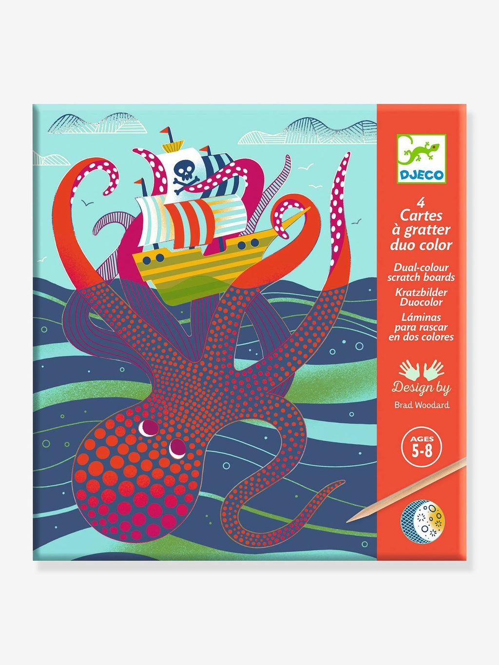 Cartes à gratter dessus-dessous multicolore