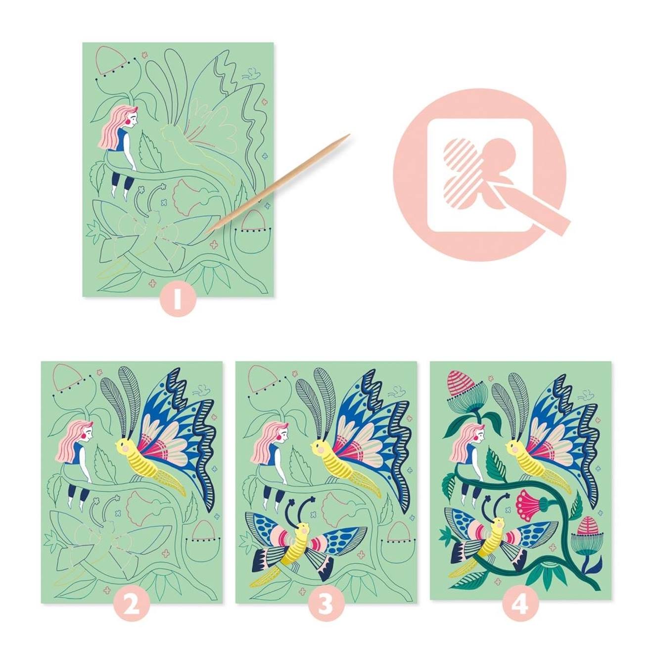 Cartes à gratter jardin fabuleux multicolore