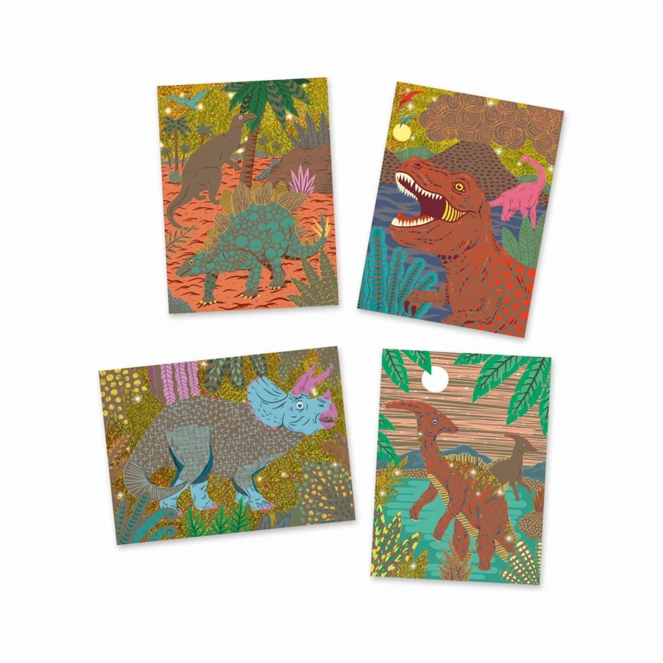 Cartes à gratter - le règne des dinosaures multicolore