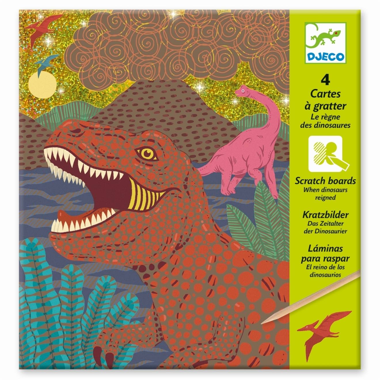 Cartes à gratter - le règne des dinosaures multicolore