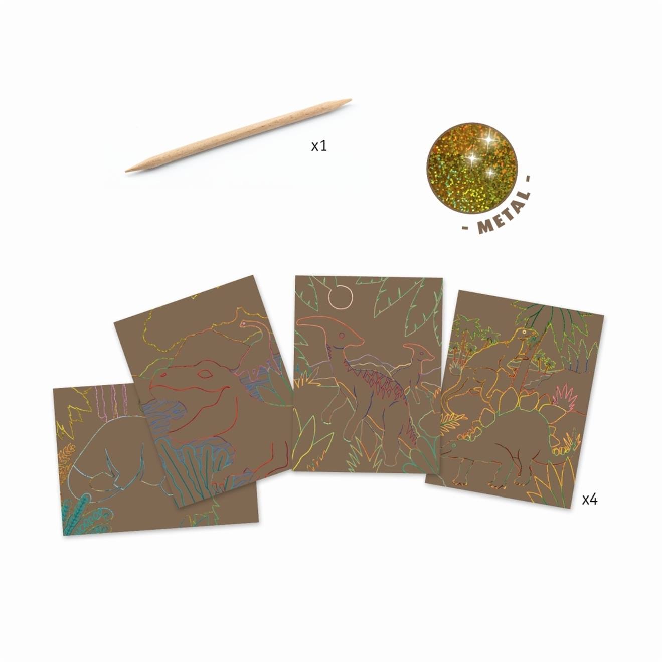 Cartes à gratter - le règne des dinosaures multicolore