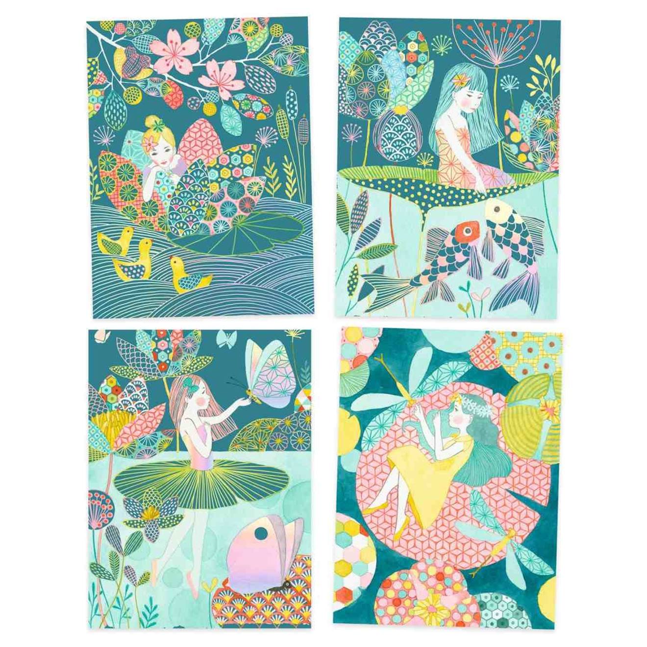 Cartes à gratter l'étang multicolore