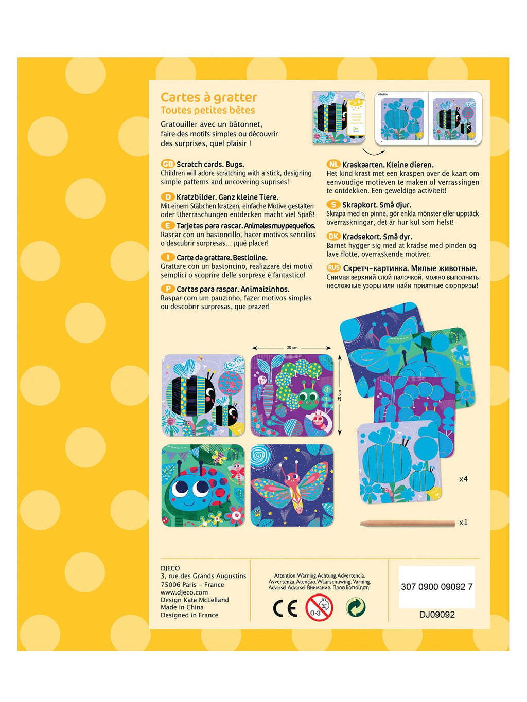 Cartes à gratter «toutes petites bêtes» multicolore
