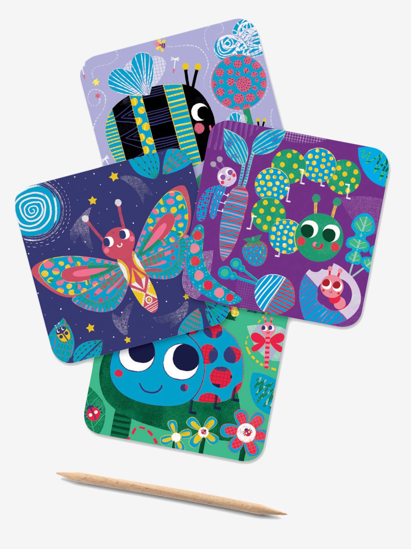 Cartes à gratter «toutes petites bêtes» multicolore