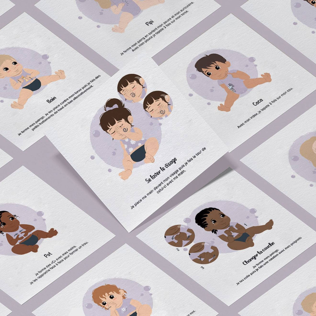 Cartes bébé signe blanc - mon hygiène
