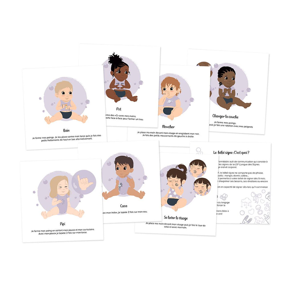 Cartes bébé signe blanc - mon hygiène
