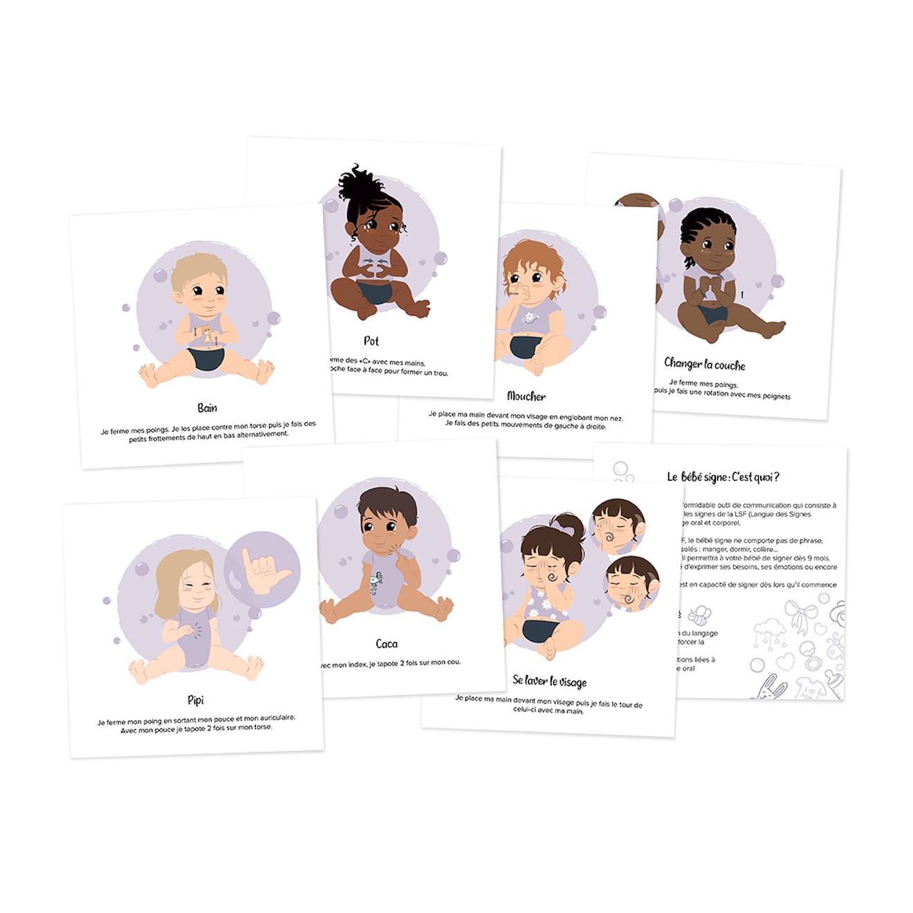 Cartes bébé signe blanc - mon hygiène