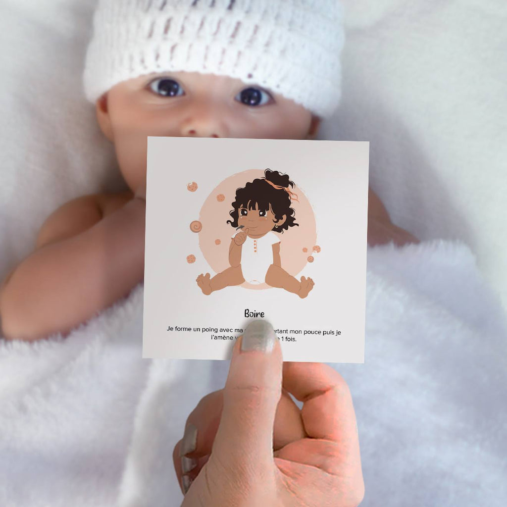 Cartes bébé signe blanc - mes repas