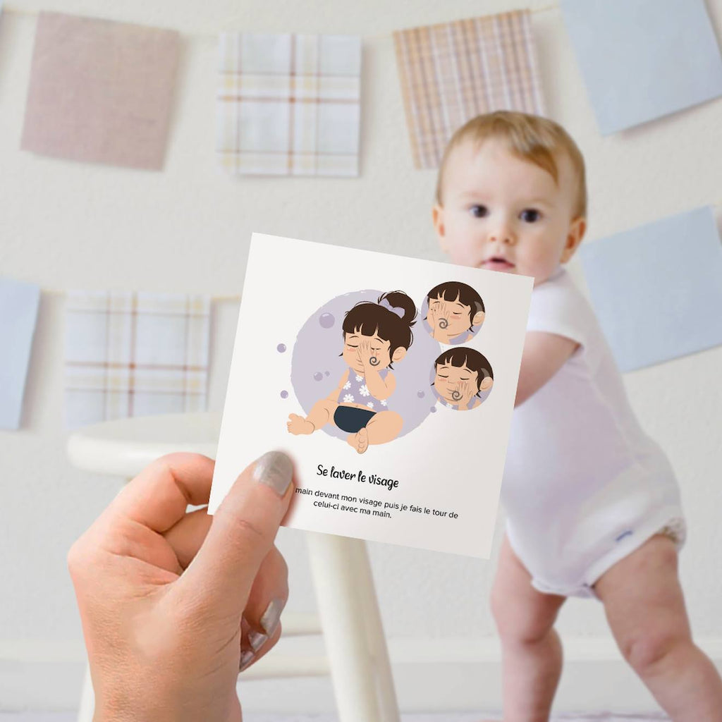 Cartes bébé signe blanc - mon hygiène