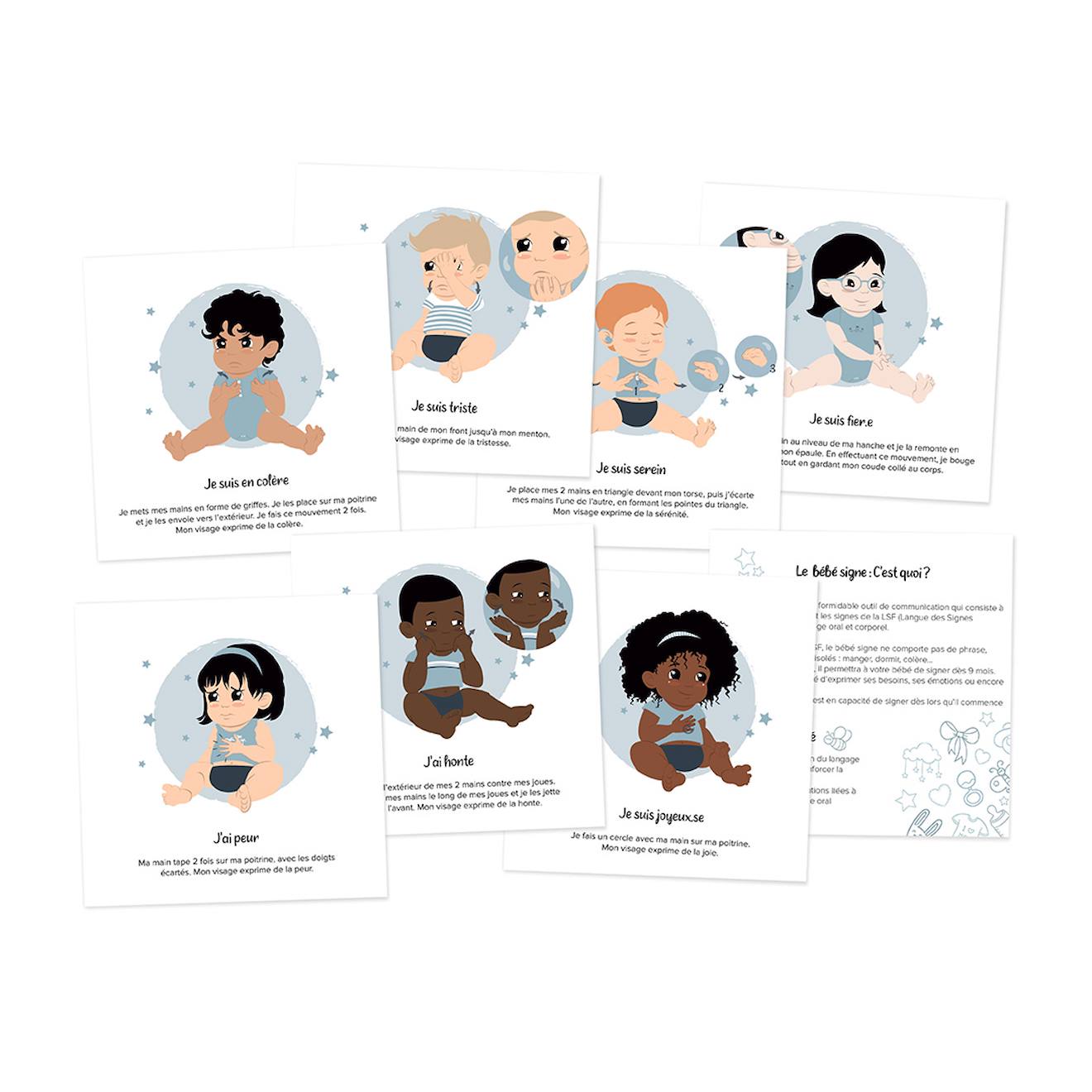 Cartes bébé signe émotions