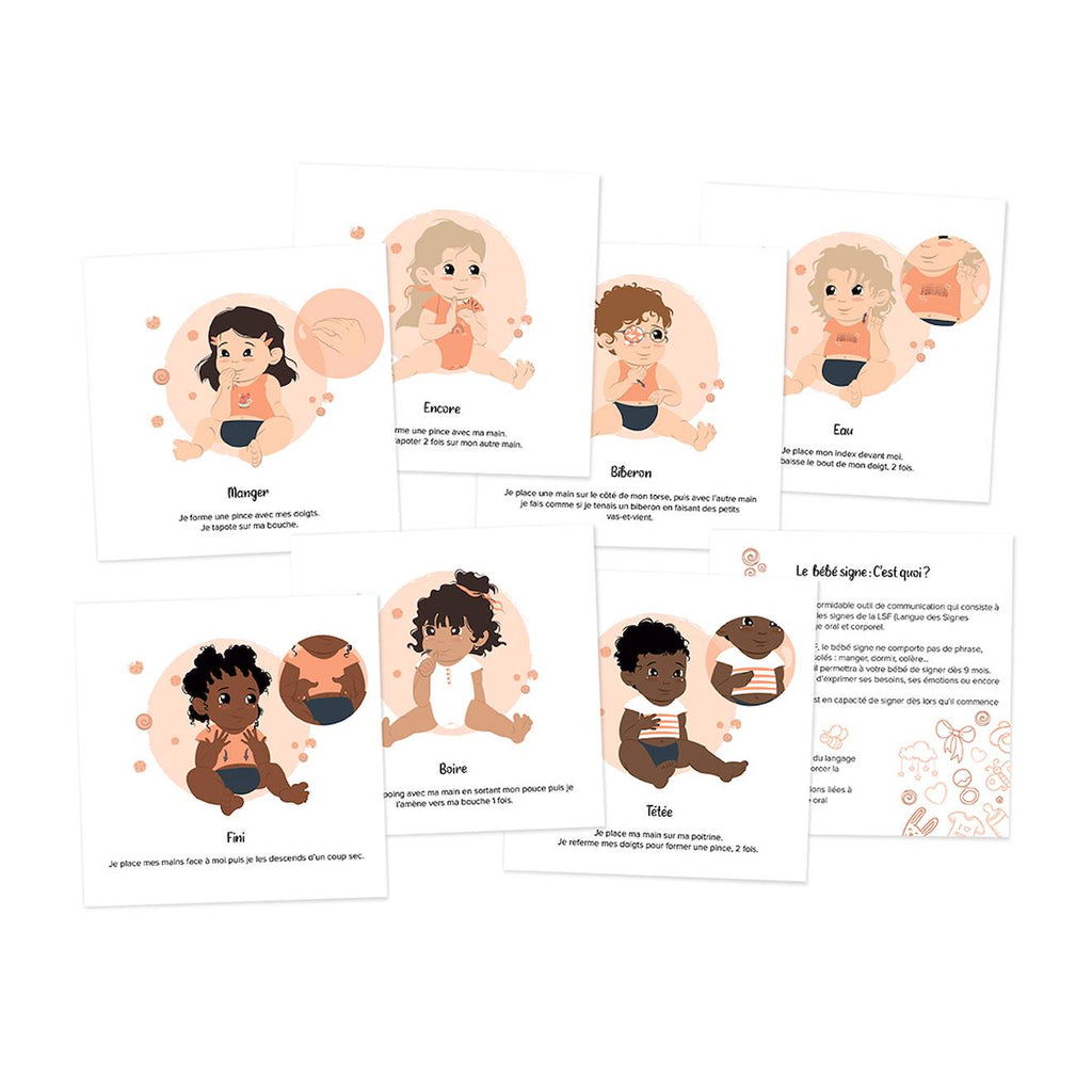 Cartes bébé signe blanc - mes repas
