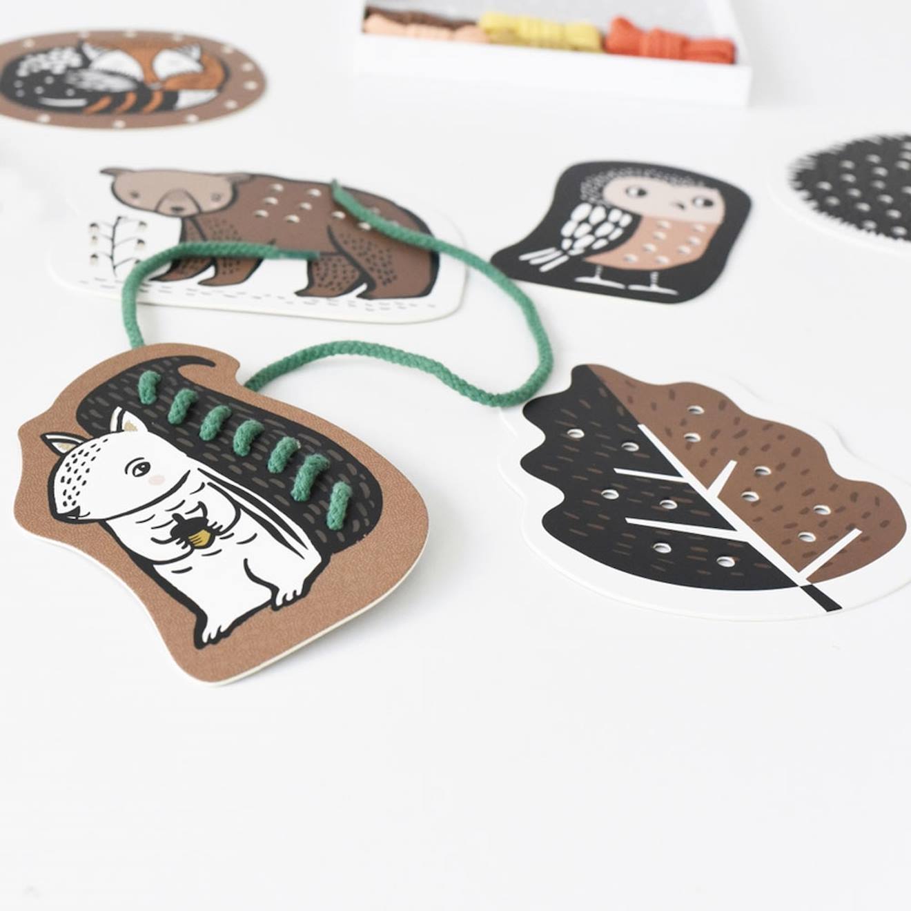 Cartes de laçage - animaux des bois multi-coloured
