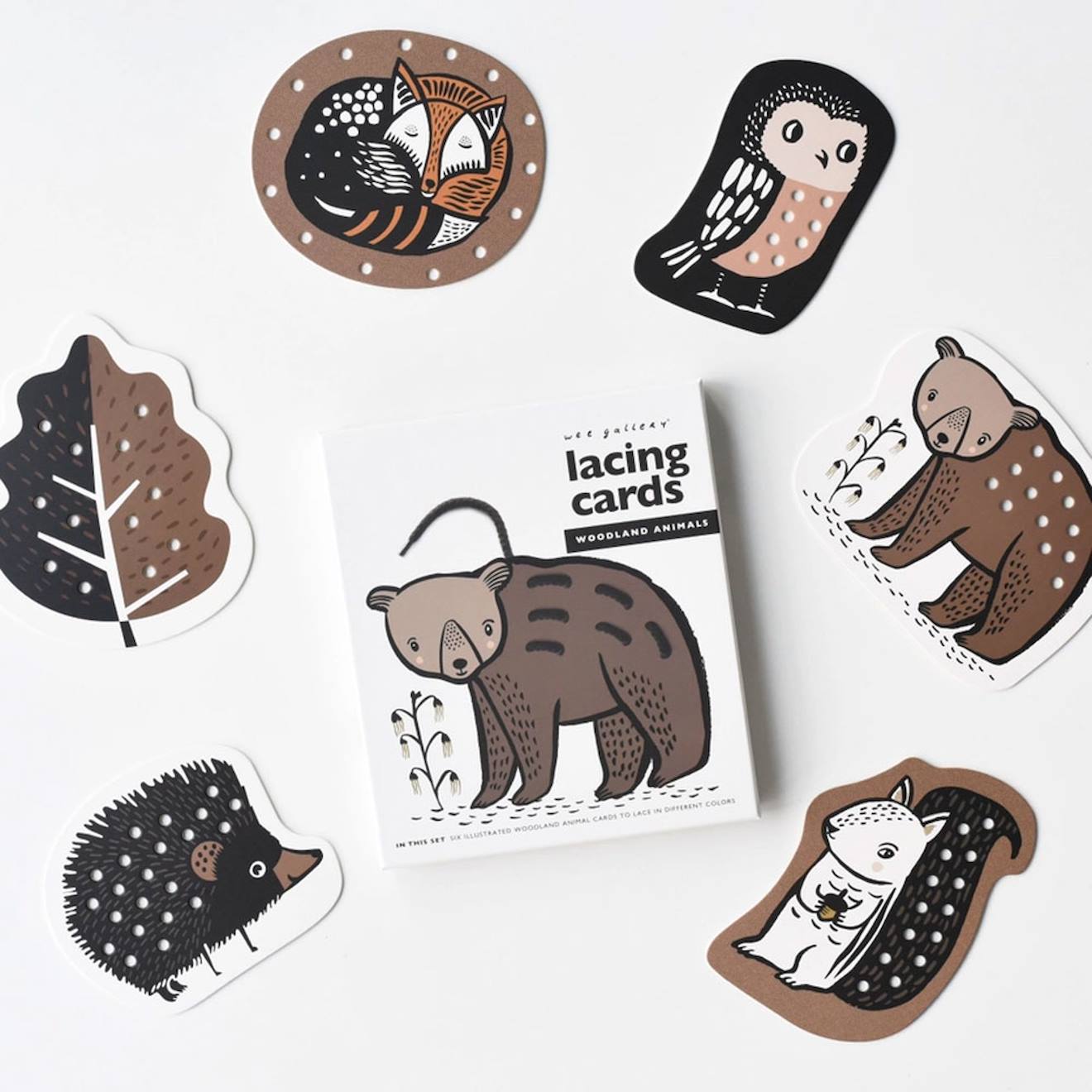 Cartes de laçage - animaux des bois multi-coloured