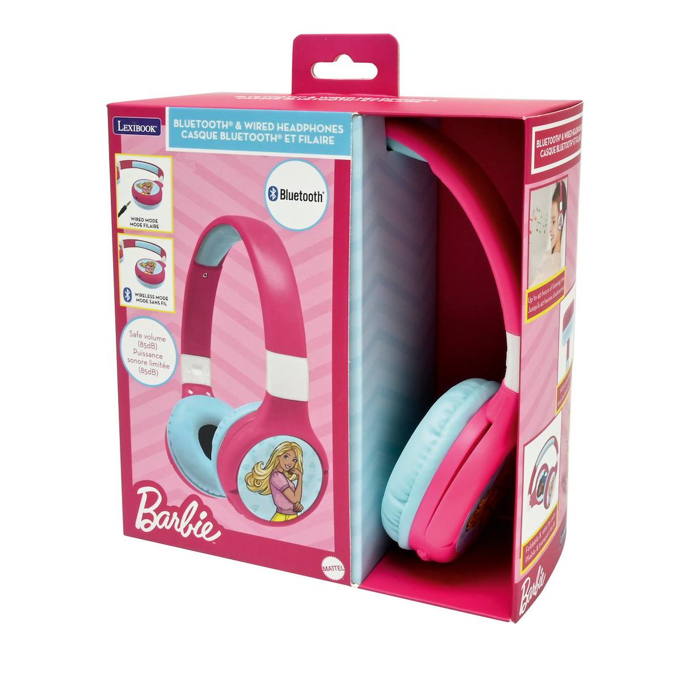 Casque 2 en 1 Barbie Bluetooth et filaire avec limitation de son multicolore