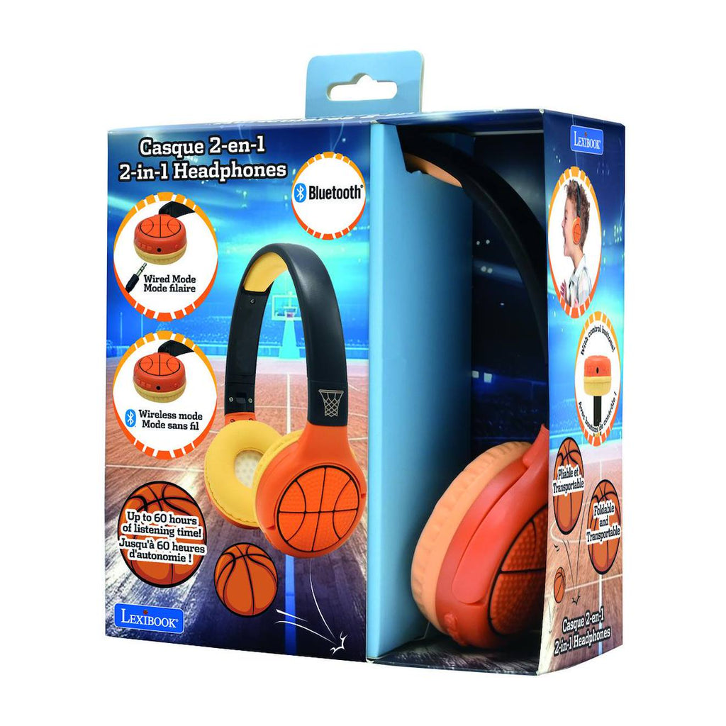 Casque 2 en 1 basketball Bluetooth et filaire avec limitation de son multicolore