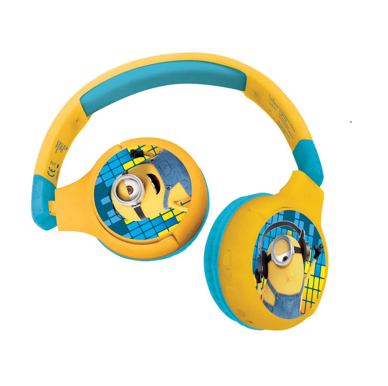 Casque 2 en 1 Les Minions Bluetooth et filaire avec limitation de son multicolore