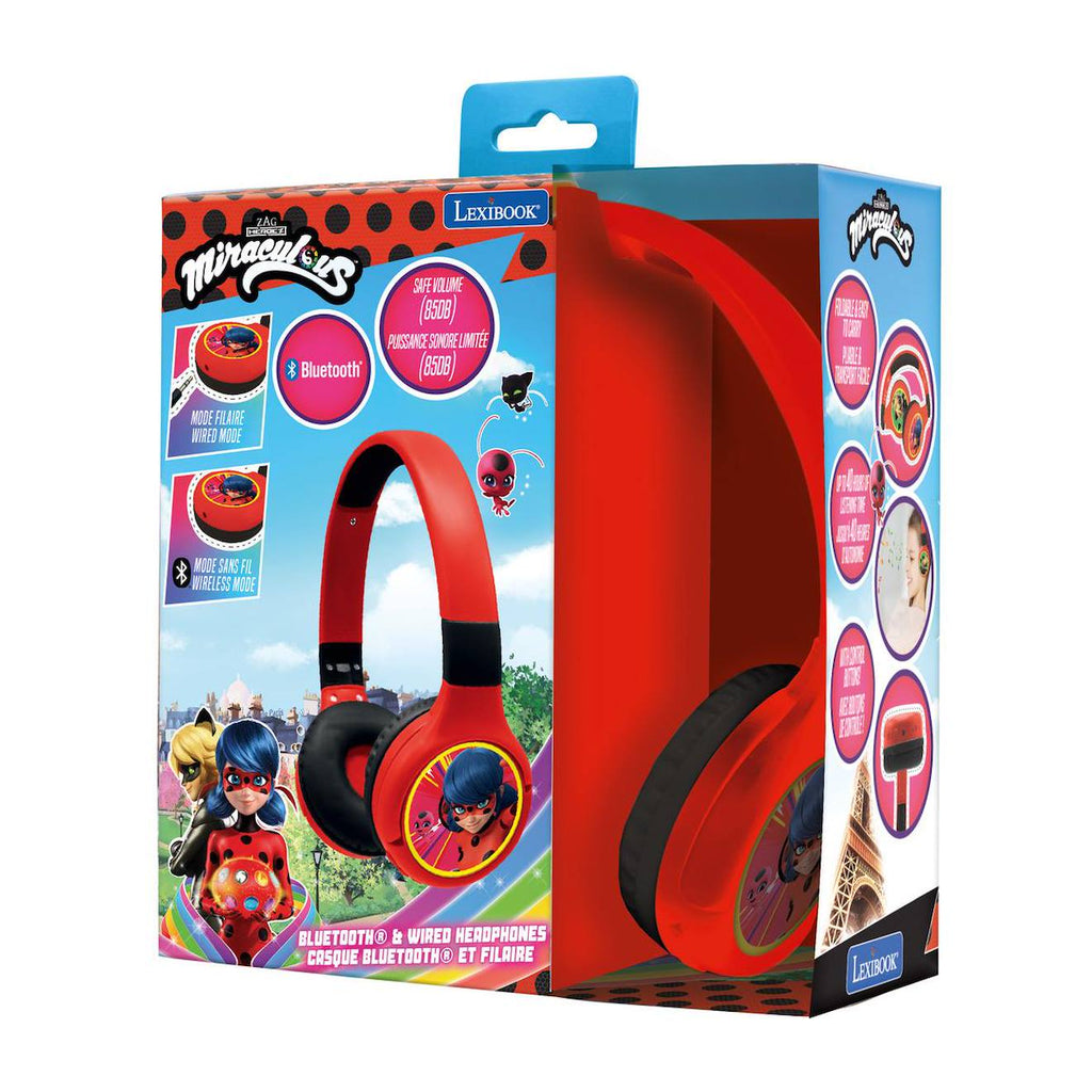Casque 2 en 1 miraculous Bluetooth et filaire confortable et pliable avec limitation de son multicolore