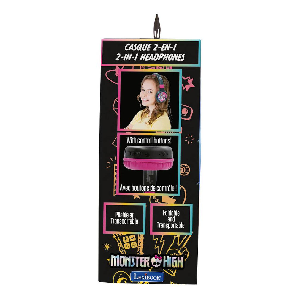 Casque 2 en 1 monster high Bluetooth et filaire avec limitation de son multicolore