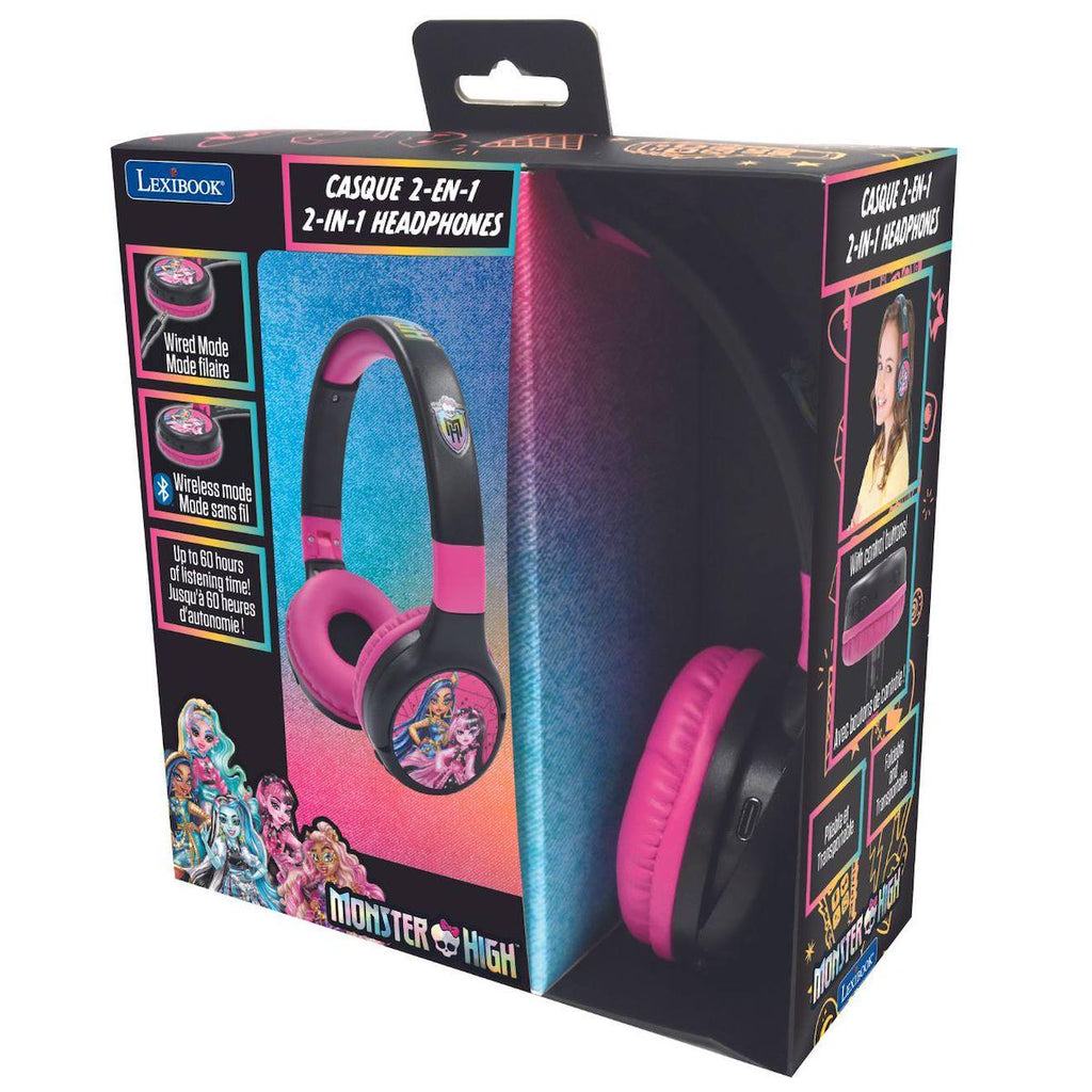 Casque 2 en 1 monster high Bluetooth et filaire avec limitation de son multicolore