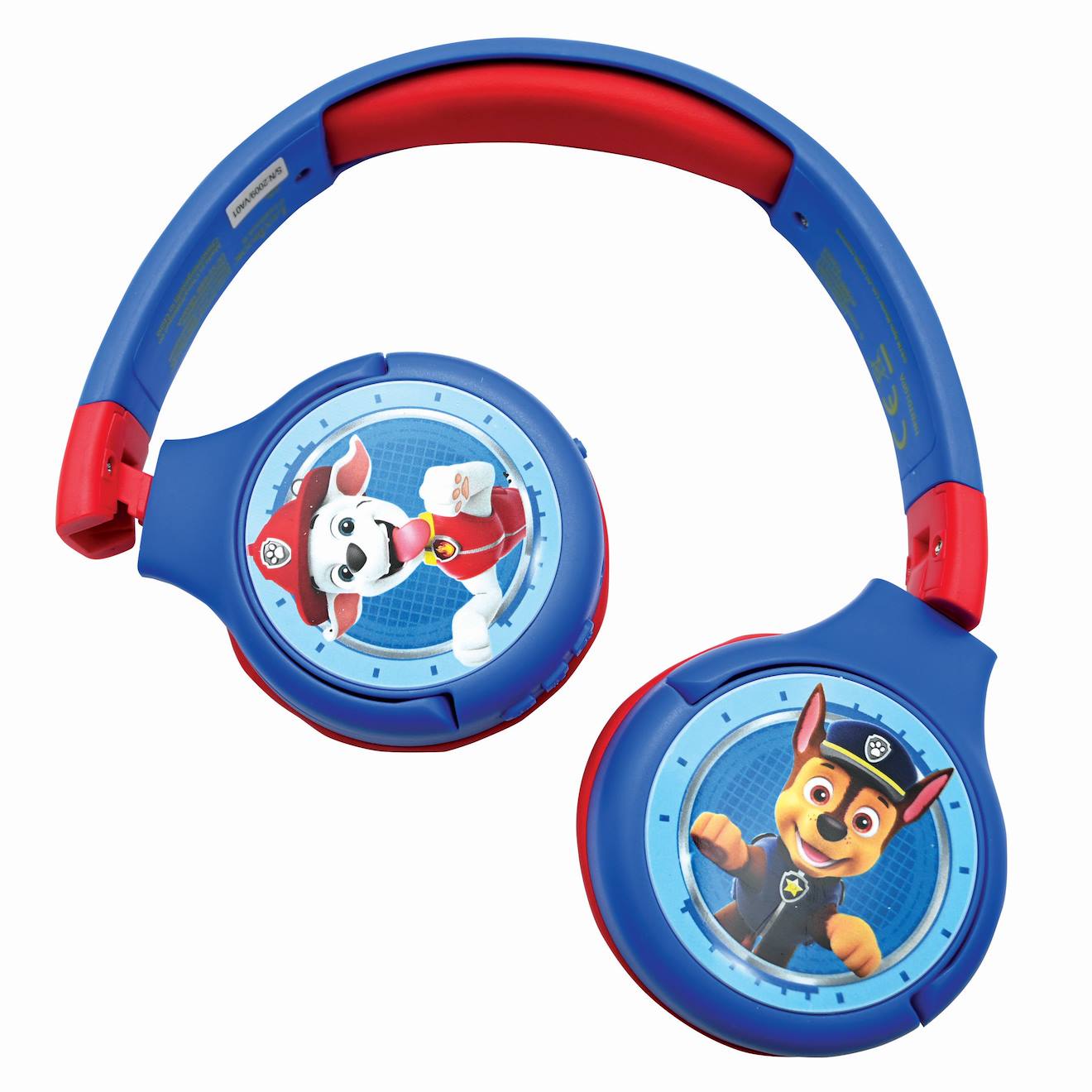 Casque 2 en 1 pat patrouille Bluetooth et filaire confortable et pliable avec limitation de son multicolore