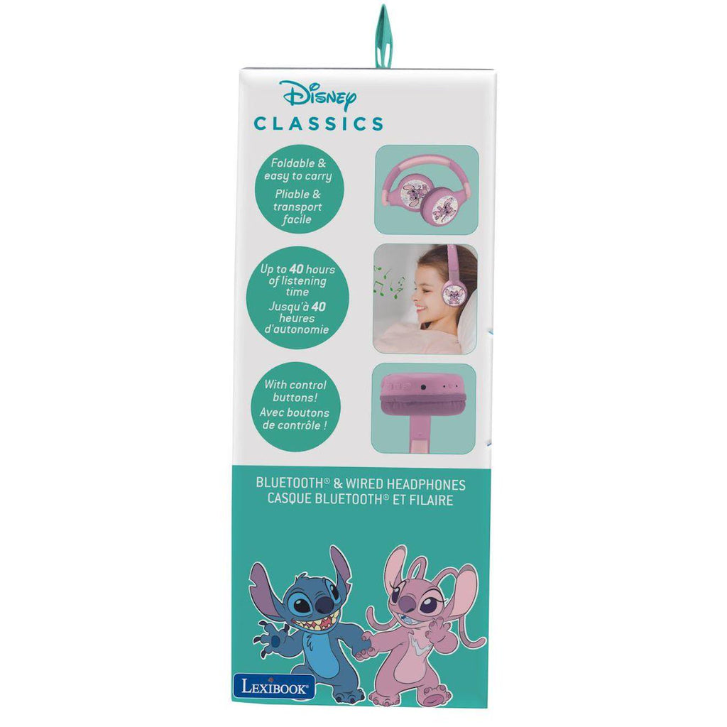 Casque 2 en 1 Stitch angel Bluetooth et filaire avec limitation de son multicolore